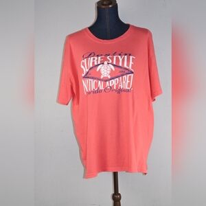 Surf Style Salmon Pink Womens XXL Short Sleeve Nautical Apparrel T-Shirt.